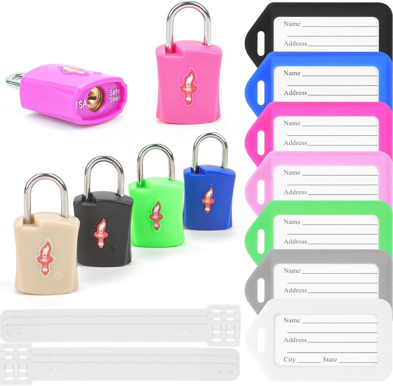 dwoyow Luggage Lock TSA Approved with Key and Luggage Tags, TSA Approved Lock for Travel, Suitcase Lock with ABS Around, Suit for Backpack,Laptop Bag,Locker 6 Pack Color Mixed - Image 1